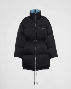 Mujer Prada COLECCIÓN FEMENINA|ROPA DE ABRIGO^Abrigo Con Capucha De Plumón Y Gabardina De Re-nylon