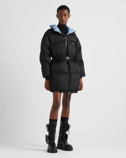 Mujer Prada COLECCIÓN FEMENINA|ROPA DE ABRIGO^Abrigo Con Capucha De Plumón Y Gabardina De Re-nylon