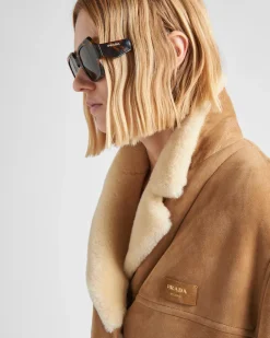 Mujer Prada ROPA DE PIEL^Abrigo De Borreguillo