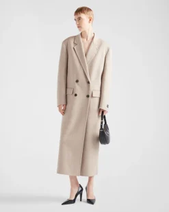 Mujer Prada CHAQUETAS Y ABRIGOS^Abrigo De Botonadura Doble En Cachemir De Terciopelo