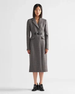 Mujer Prada CHAQUETAS Y ABRIGOS^Abrigo De Botonadura Simple De Mouliné Príncipe Gales