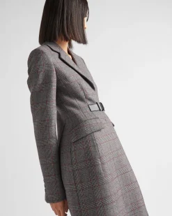 Mujer Prada CHAQUETAS Y ABRIGOS^Abrigo De Botonadura Simple De Mouliné Príncipe Gales