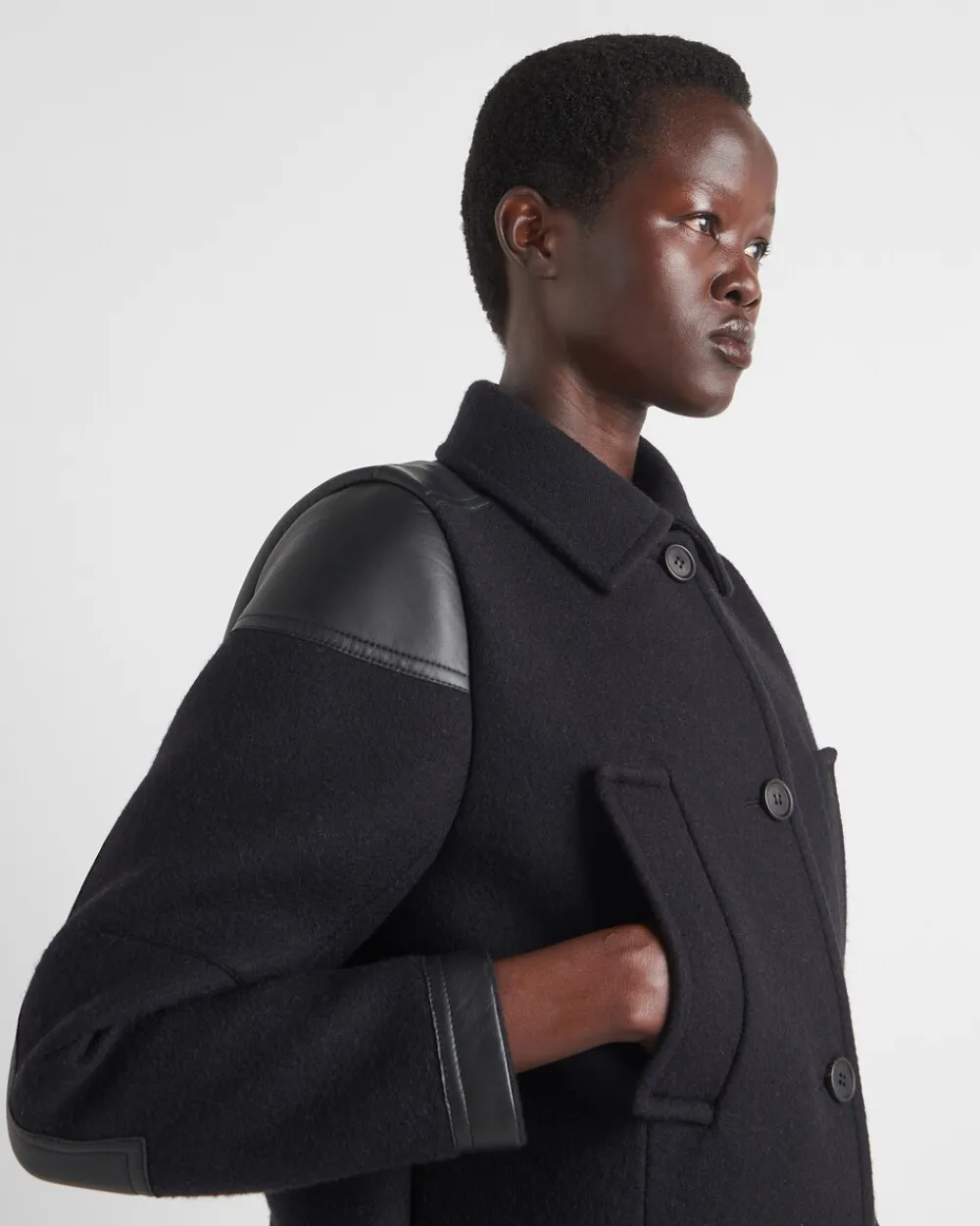 Mujer Prada CHAQUETAS Y ABRIGOS^Abrigo De Botonadura Simple De Paño Y Piel