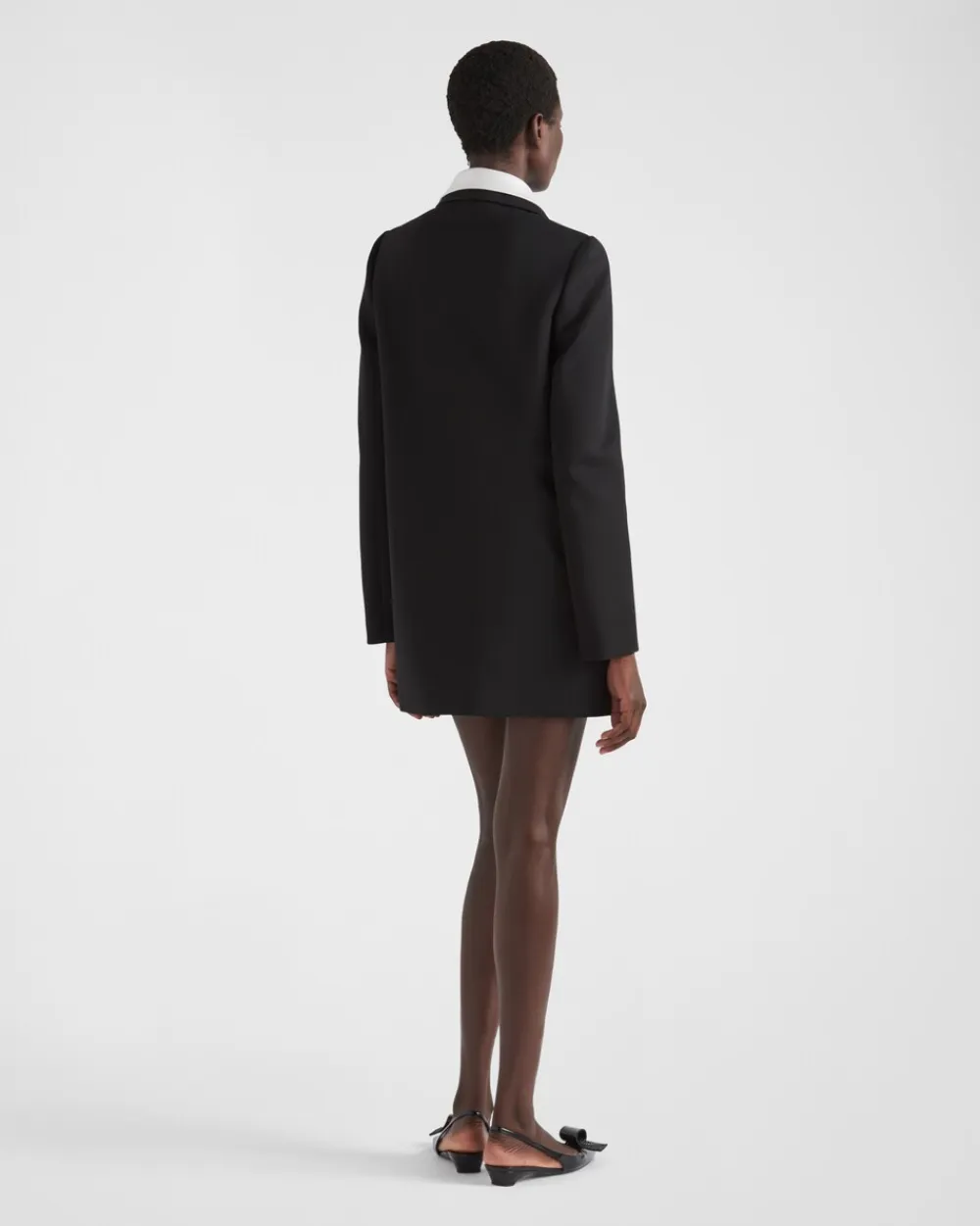 Mujer Prada CHAQUETAS Y ABRIGOS^Abrigo De Botonadura Simple En Satén De Lana Con Cuello