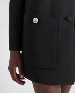 Mujer Prada CHAQUETAS Y ABRIGOS^Abrigo De Botonadura Simple En Satén De Lana Con Cuello