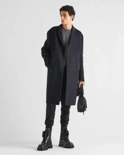 Hombre Prada CHAQUETAS Y ABRIGOS^Abrigo De Mezcla De Lana Con Cruzado Simple
