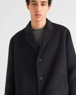 Hombre Prada CHAQUETAS Y ABRIGOS^Abrigo De Mezcla De Lana Con Cruzado Simple
