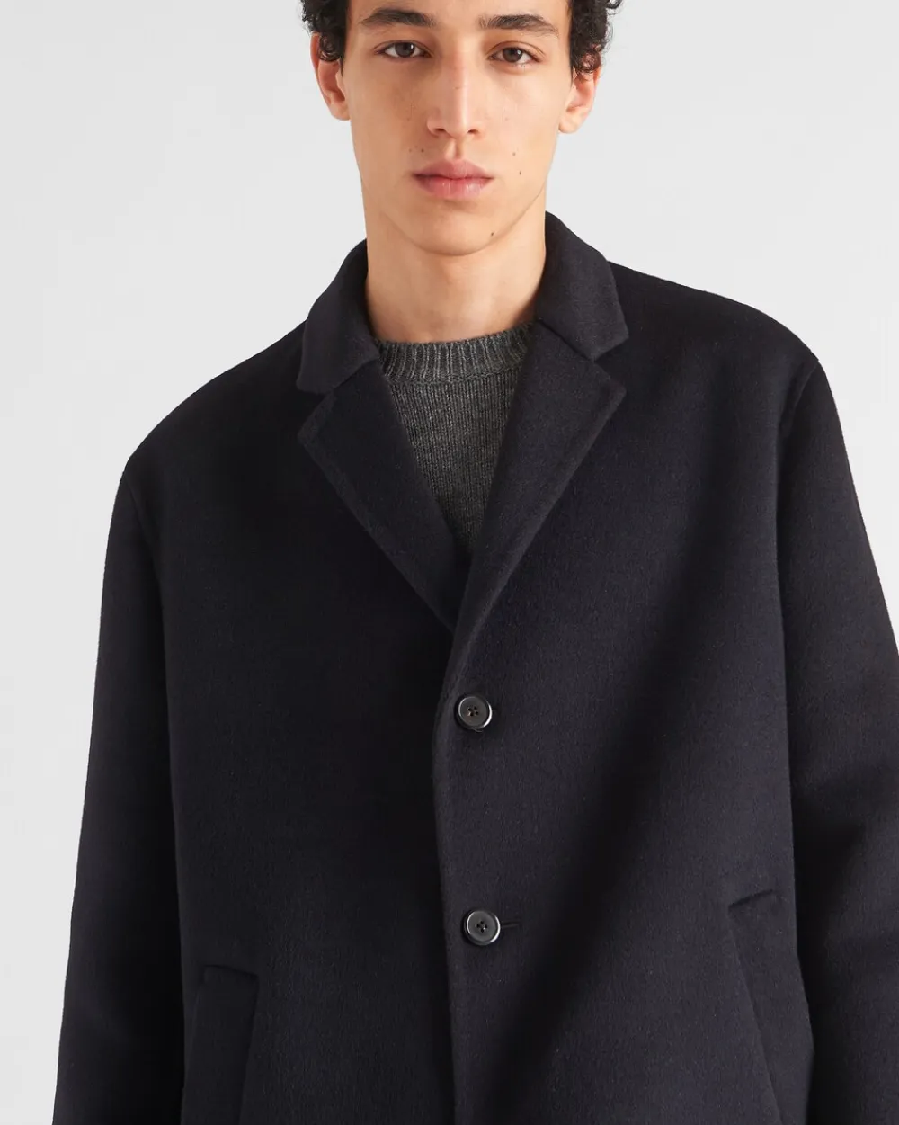 Hombre Prada CHAQUETAS Y ABRIGOS^Abrigo De Mezcla De Lana Con Cruzado Simple