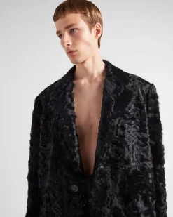 Hombre Prada ROPA DE PIEL^Abrigo De Piel De Botonadura Simple