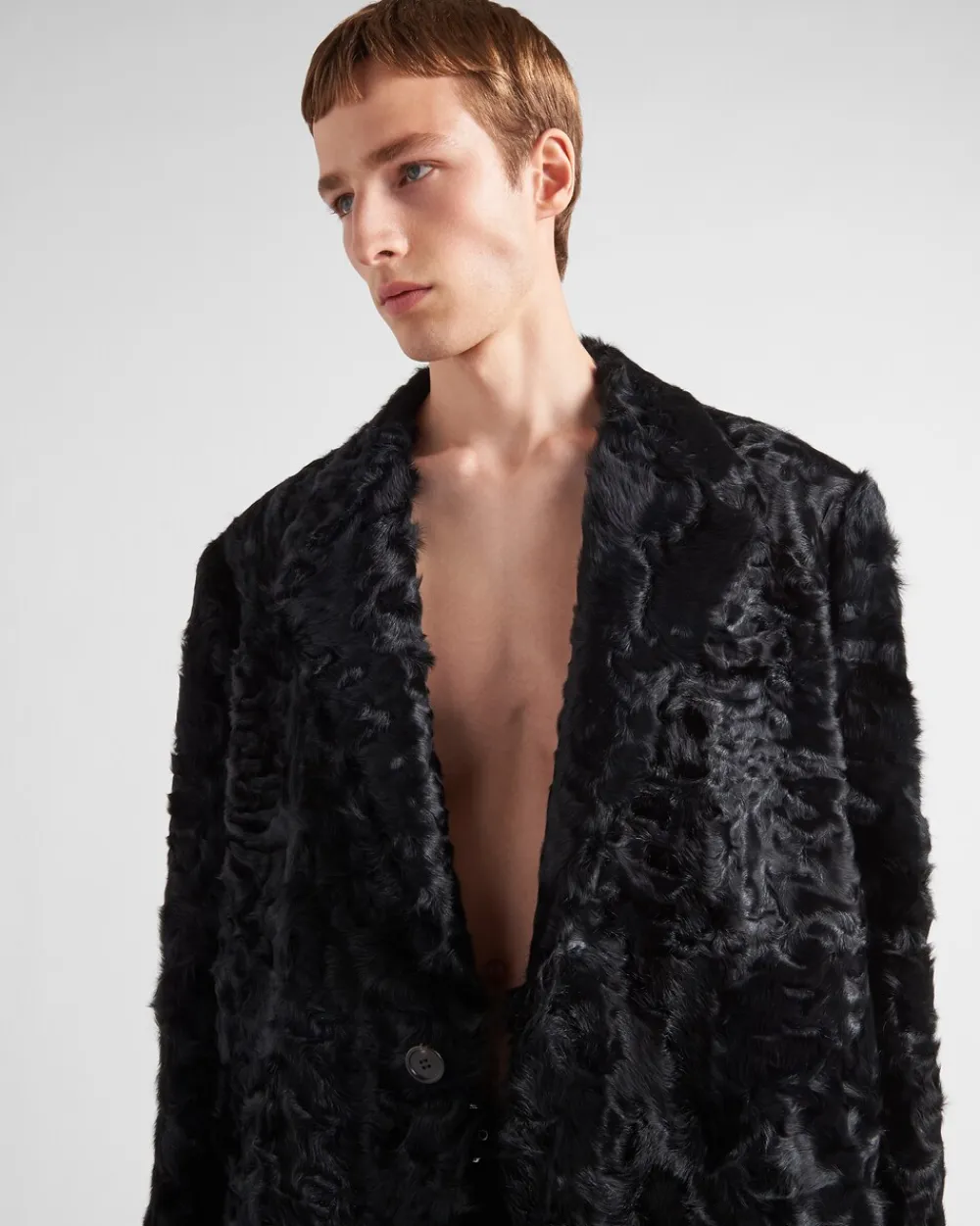 Hombre Prada ROPA DE PIEL^Abrigo De Piel De Botonadura Simple
