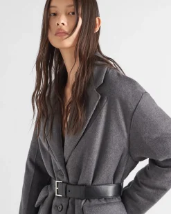 Mujer Prada CHAQUETAS Y ABRIGOS^Abrigo Recto De Cachemir Con Cinturón