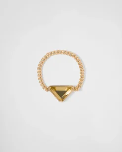 Mujer Prada COLECCIÓN DE JOYERÍA ELEGANTE^Anillo Eternal Gold: Oro Y Cuarzo Verde