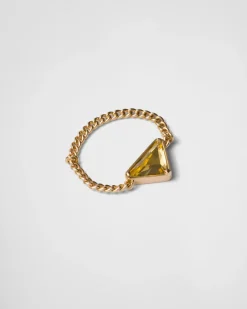 Mujer Prada COLECCIÓN DE JOYERÍA ELEGANTE^Anillo Eternal Gold: Oro Y Cuarzo Verde