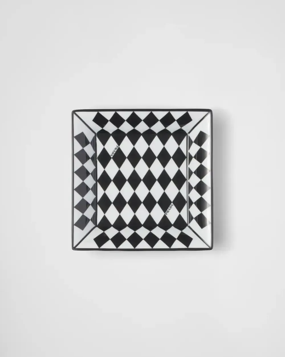 Prada VELAS AROMÁTICAS Y OBJETOS DECORATIVOS^Bandeja Cuadrada Grande De Porcelana Para Llaves - Checkerboard