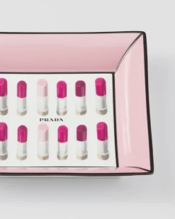 Prada VELAS AROMÁTICAS Y OBJETOS DECORATIVOS^Bandeja Cuadrada Grande De Porcelana Para Llaves - Lipstick