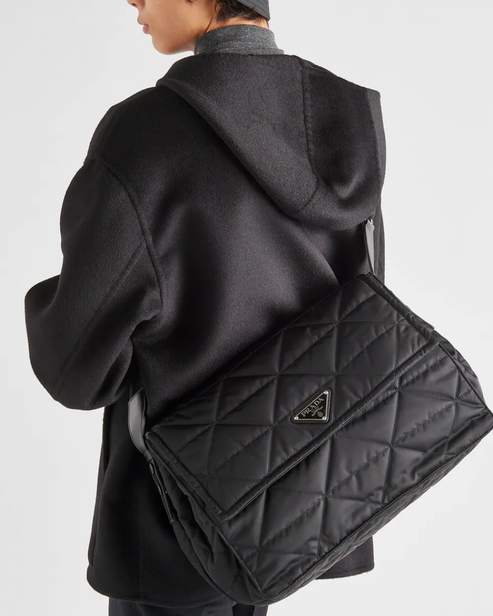 Hombre Prada COLECCIÓN MASCULINA|BOLSOS MENSAJEROS^Bandolera De Re-nylon Con Pespuntes