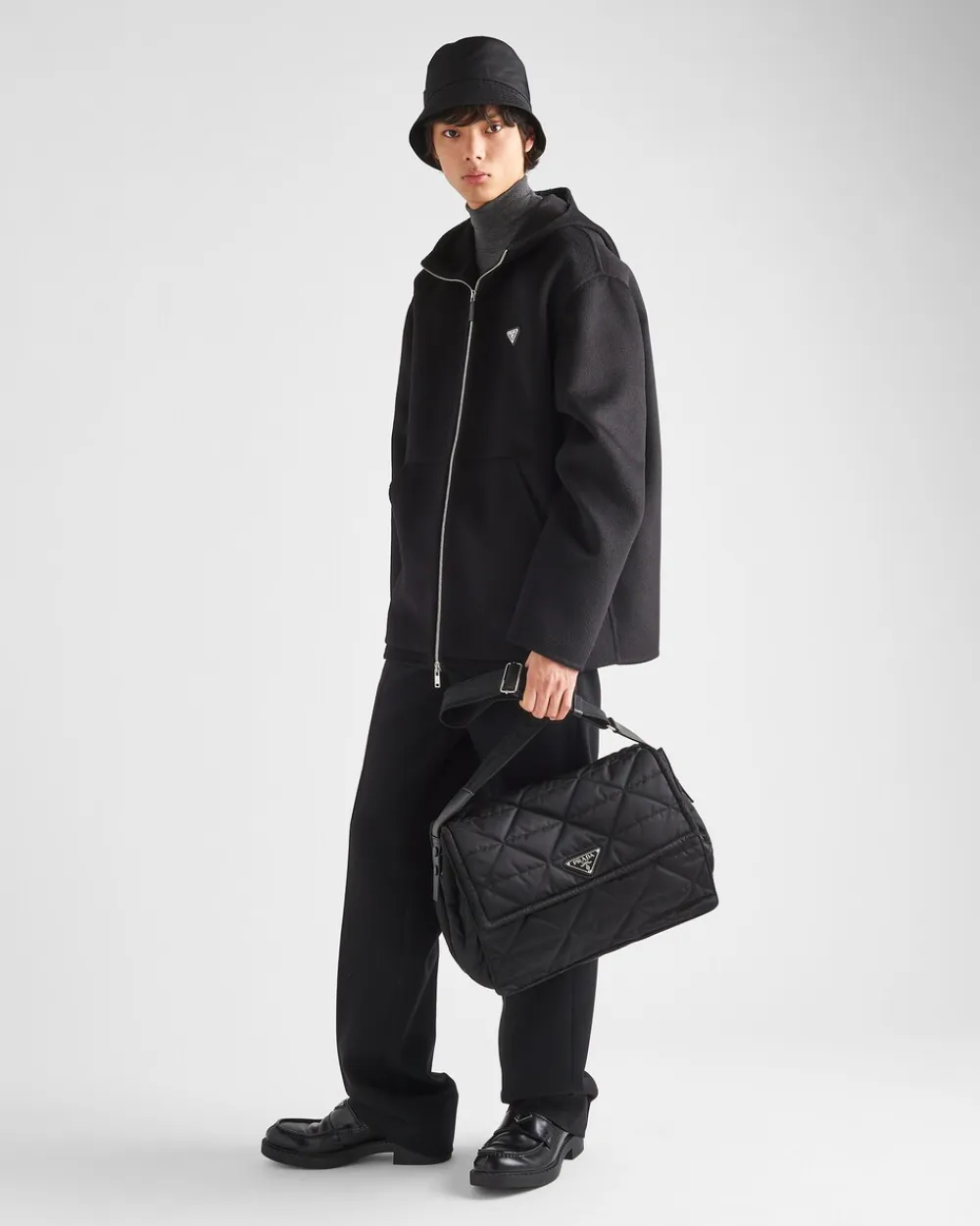 Hombre Prada COLECCIÓN MASCULINA|BOLSOS MENSAJEROS^Bandolera De Re-nylon Con Pespuntes