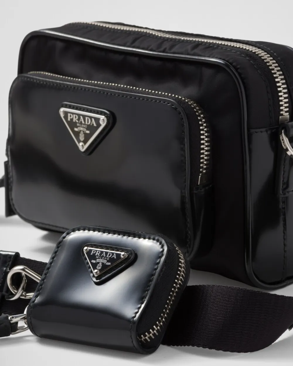 Hombre Prada BOLSOS MENSAJEROS^Bandolera De Re-nylon Y Piel Cepillada