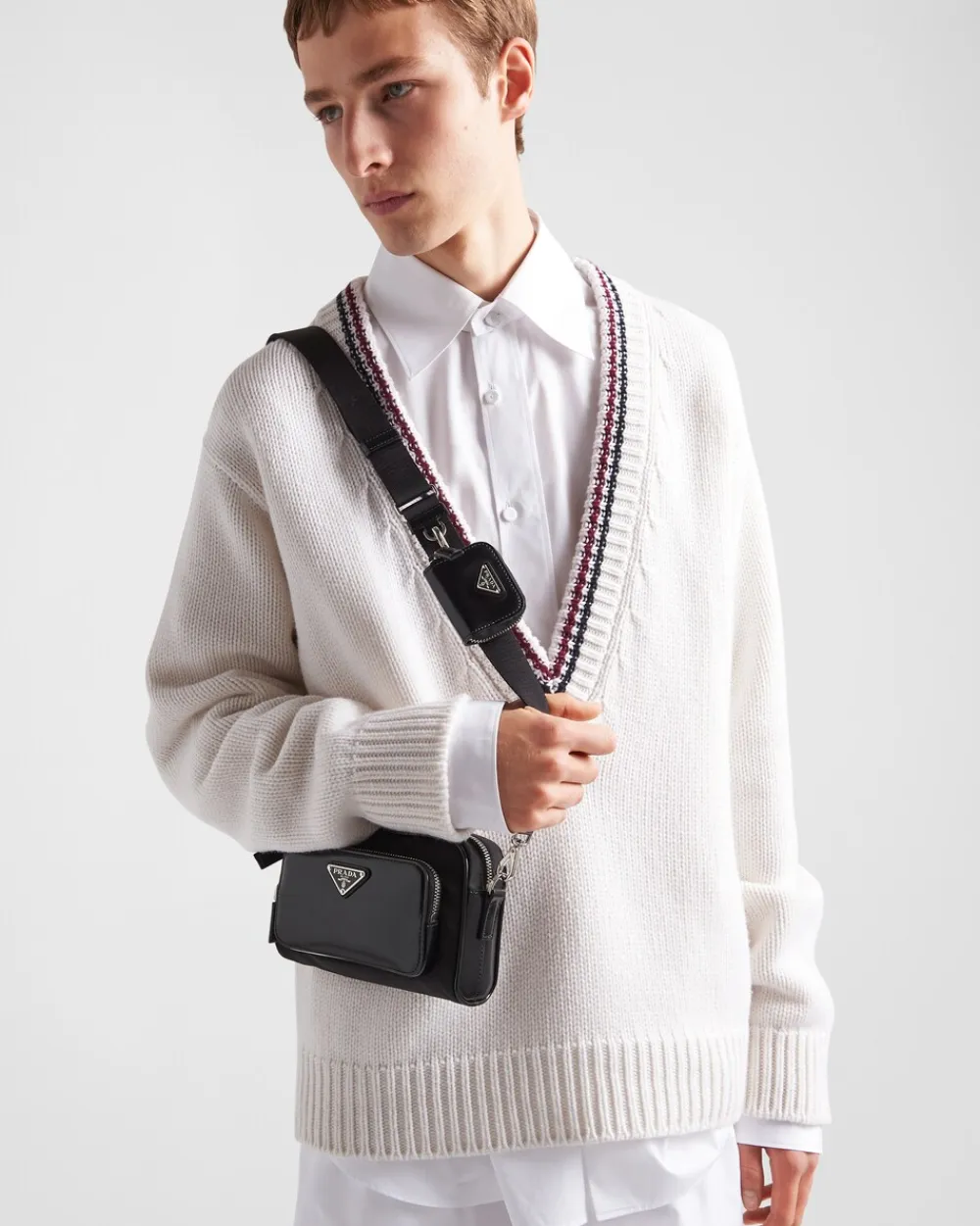 Hombre Prada BOLSOS MENSAJEROS^Bandolera De Re-nylon Y Piel Cepillada