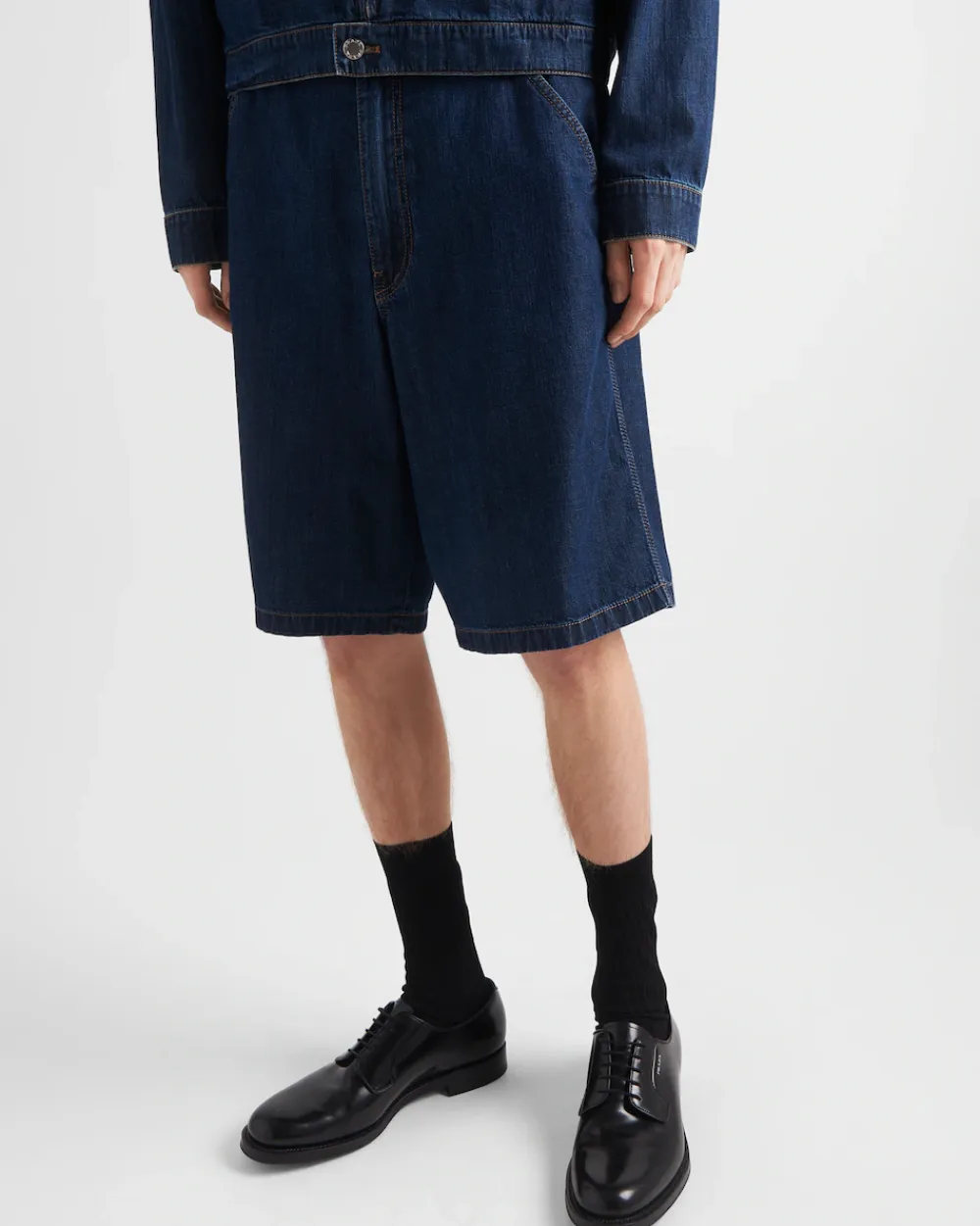 Hombre Prada TEJIDO VAQUERO^Bermudas De Denim Ligero