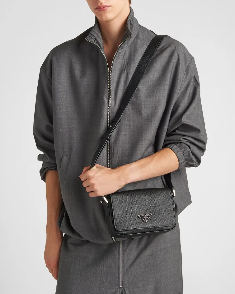 Hombre Prada BOLSOS MENSAJEROS^Bolso Bandolera De Piel Saffiano