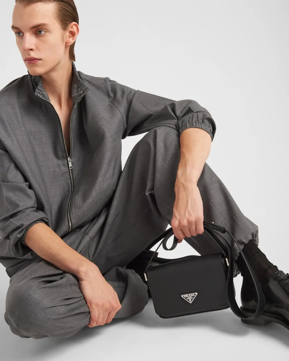 Hombre Prada BOLSOS MENSAJEROS^Bolso Bandolera De Piel Saffiano