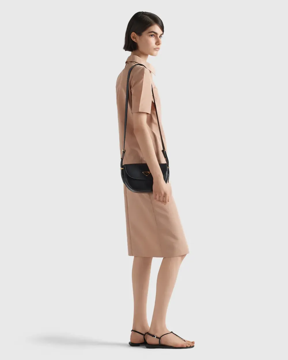 Mujer Prada PRADA ARQUE’|BOLSOS DE HOMBRO^Bolso Bandolera Arqué De Piel Con Solapa