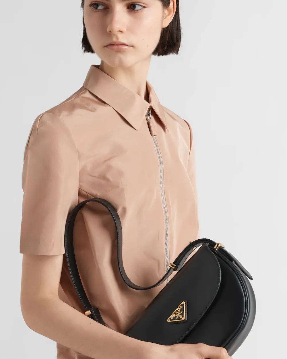 Mujer Prada PRADA ARQUE’|BOLSOS DE HOMBRO^Bolso Bandolera Arqué De Piel Con Solapa