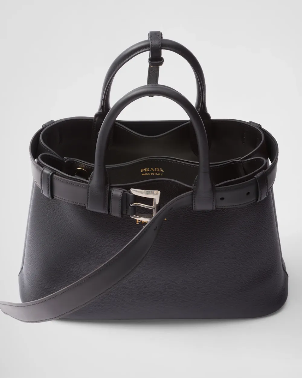 Mujer Prada PRADA BUCKLE|BOLSOS CON ASA SUPERIOR^Bolso De Piel Mediano Buckle Con Cinturón