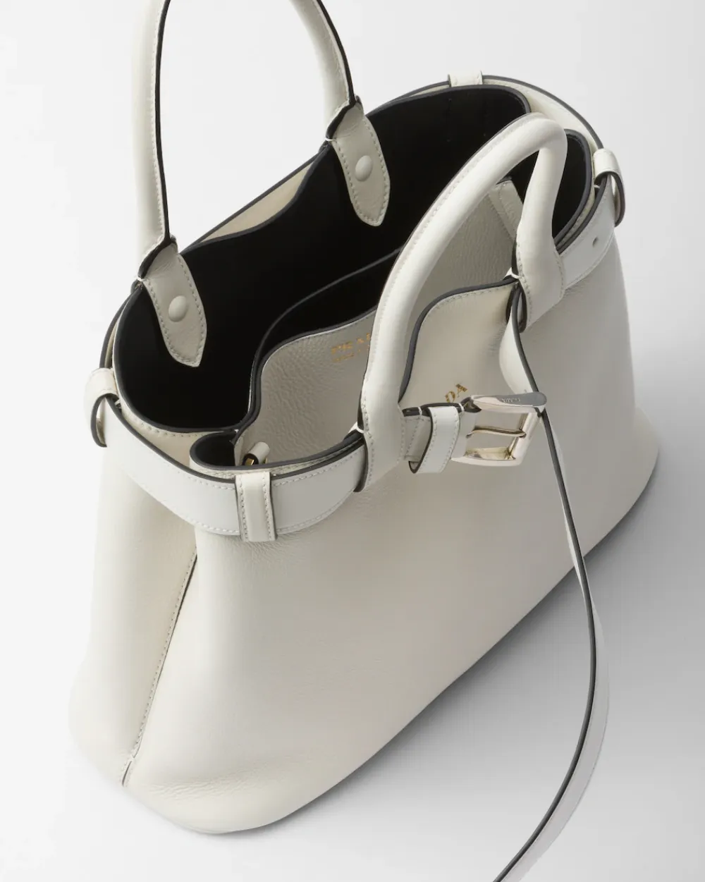 Mujer Prada PRADA BUCKLE|BOLSOS CON ASA SUPERIOR^Bolso De Piel Mediano Buckle Con Cinturón