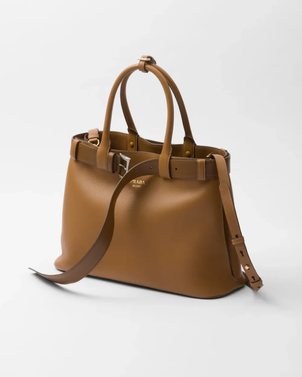 Mujer Prada PRADA BUCKLE|BOLSOS CON ASA SUPERIOR^Bolso Grande De Piel Buckle Con Cinturón