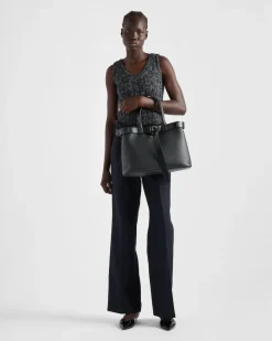 Mujer Prada PRADA BUCKLE|BOLSOS CON ASA SUPERIOR^Bolso Grande De Piel Buckle Con Cinturón