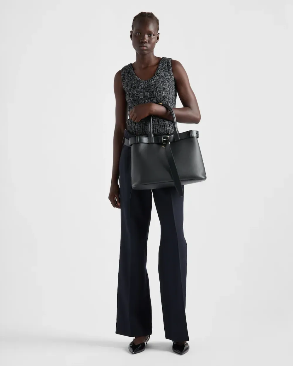Mujer Prada PRADA BUCKLE|BOLSOS CON ASA SUPERIOR^Bolso Grande De Piel Buckle Con Cinturón
