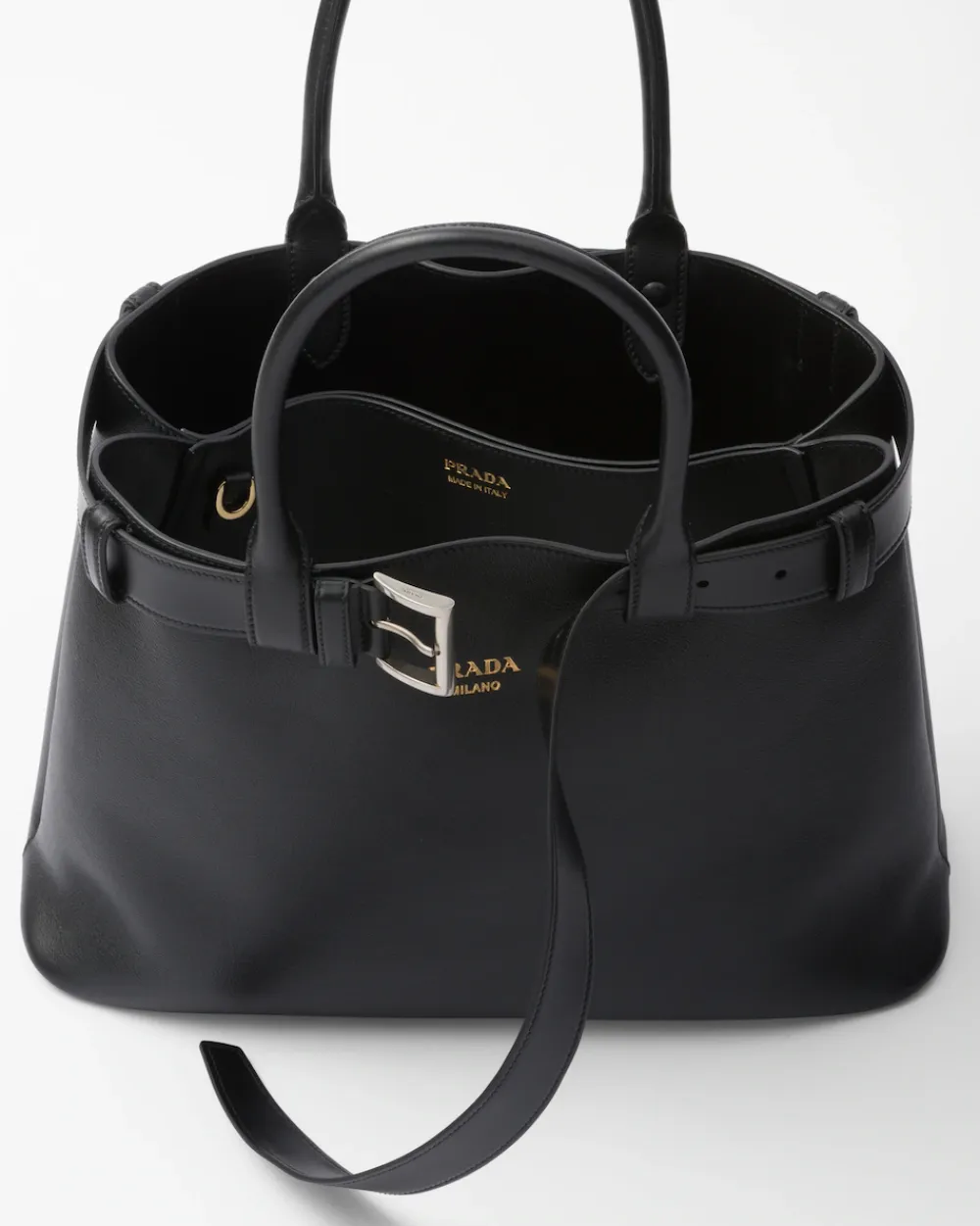 Mujer Prada PRADA BUCKLE|BOLSOS CON ASA SUPERIOR^Bolso Grande De Piel Buckle Con Cinturón