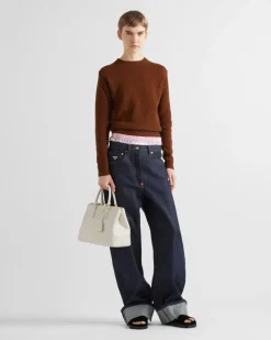 Mujer Prada PRADA GALLERIA|BOLSOS CON ASA SUPERIOR^Bolso Grande Galleria De Piel Con Tachuelas