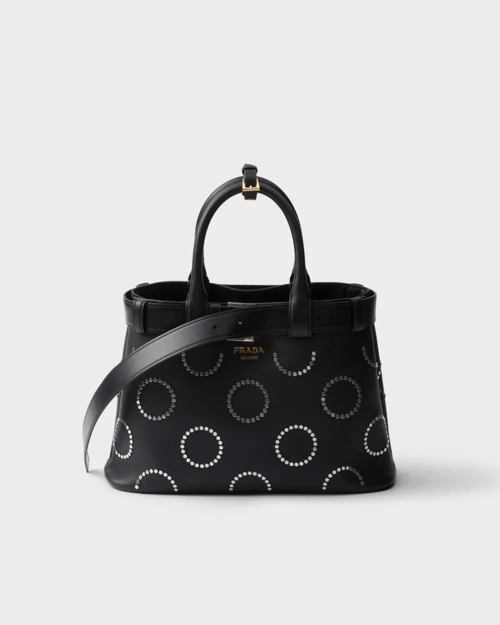Mujer Prada PRADA BUCKLE|BOLSOS CON ASA SUPERIOR^Bolso Mediano De Piel Buckle Con Apliques