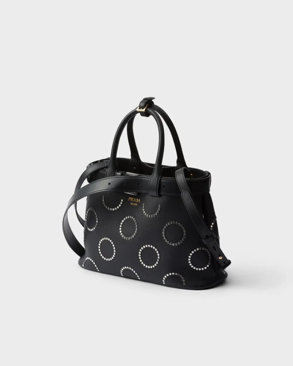 Mujer Prada PRADA BUCKLE|BOLSOS CON ASA SUPERIOR^Bolso Mediano De Piel Buckle Con Apliques