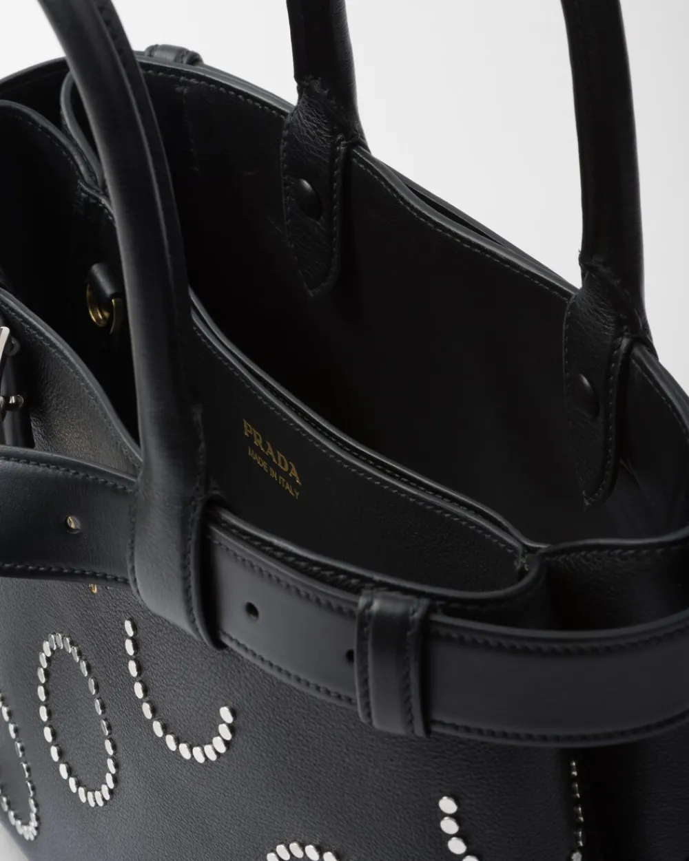 Mujer Prada PRADA BUCKLE|BOLSOS CON ASA SUPERIOR^Bolso Mediano De Piel Buckle Con Apliques