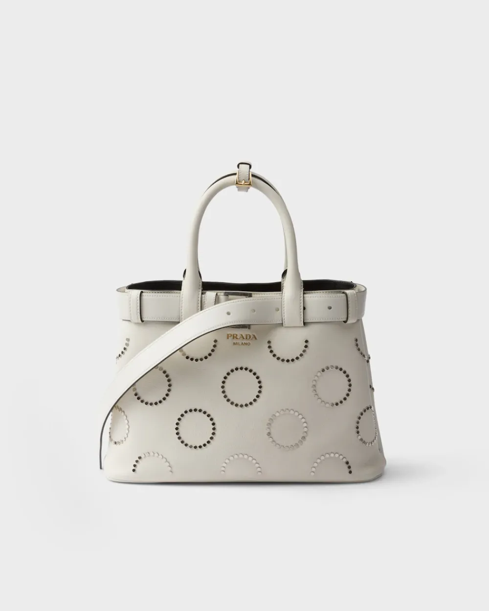 Mujer Prada PRADA BUCKLE|BOLSOS CON ASA SUPERIOR^Bolso Mediano De Piel Buckle Con Apliques