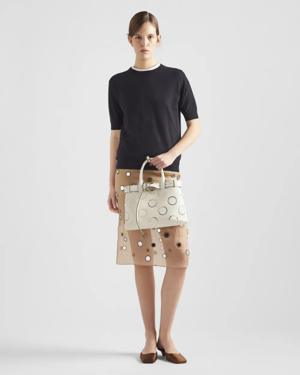 Mujer Prada PRADA BUCKLE|BOLSOS CON ASA SUPERIOR^Bolso Mediano De Piel Buckle Con Apliques