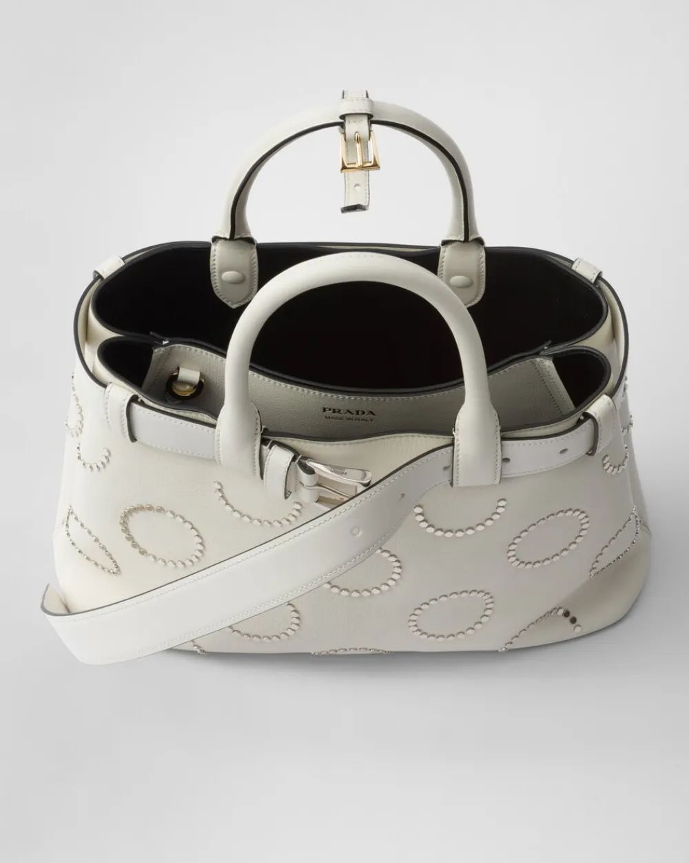 Mujer Prada PRADA BUCKLE|BOLSOS CON ASA SUPERIOR^Bolso Mediano De Piel Buckle Con Apliques