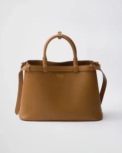 Mujer Prada PRADA BUCKLE|BOLSOS CON ASA SUPERIOR^Bolso Mediano De Piel Buckle Con Cinturón Doble
