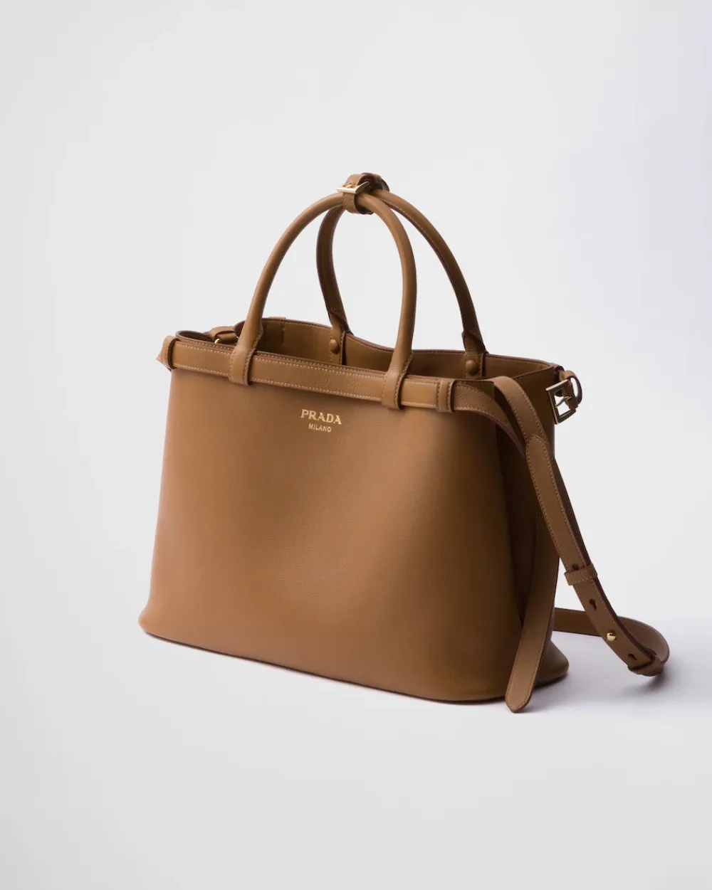 Mujer Prada PRADA BUCKLE|BOLSOS CON ASA SUPERIOR^Bolso Mediano De Piel Buckle Con Cinturón Doble