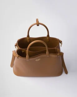 Mujer Prada PRADA BUCKLE|BOLSOS CON ASA SUPERIOR^Bolso Mediano De Piel Buckle Con Cinturón Doble