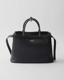 Mujer Prada PRADA BUCKLE|BOLSOS CON ASA SUPERIOR^Bolso Mediano De Piel Buckle Con Cinturón Doble