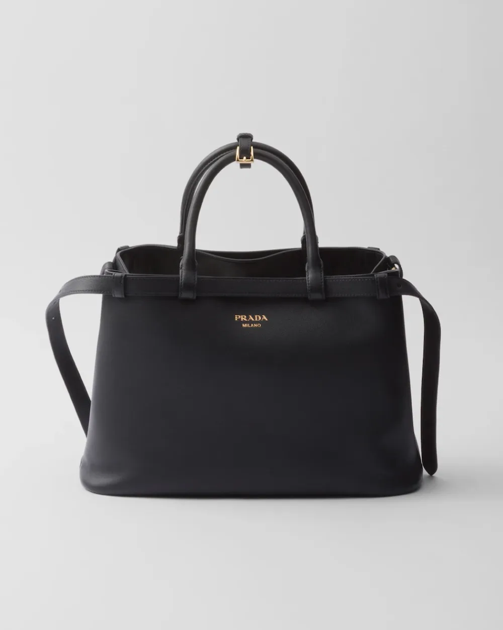 Mujer Prada PRADA BUCKLE|BOLSOS CON ASA SUPERIOR^Bolso Mediano De Piel Buckle Con Cinturón Doble