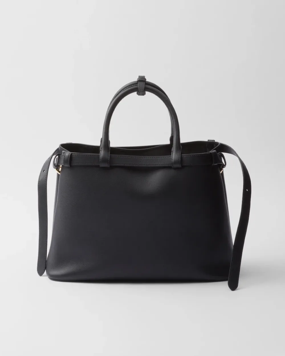 Mujer Prada PRADA BUCKLE|BOLSOS CON ASA SUPERIOR^Bolso Mediano De Piel Buckle Con Cinturón Doble