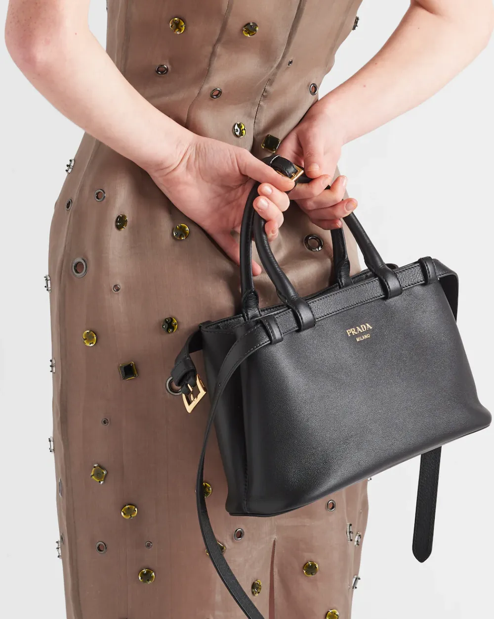Mujer Prada PRADA BUCKLE|BOLSOS CON ASA SUPERIOR^Bolso Pequeño De Piel Buckle Con Doble Cinturón