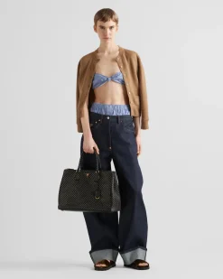 Mujer Prada PRADA GALLERIA|BOLSOS CON ASA SUPERIOR^Bolso Galleria Extragrande De Piel Con Tachuelas