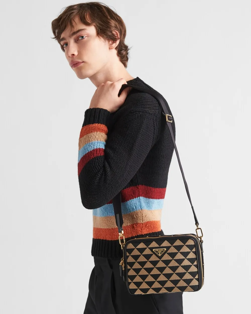 Hombre Prada BOLSOS MENSAJEROS^Bolso Symbole De Tela Bordada